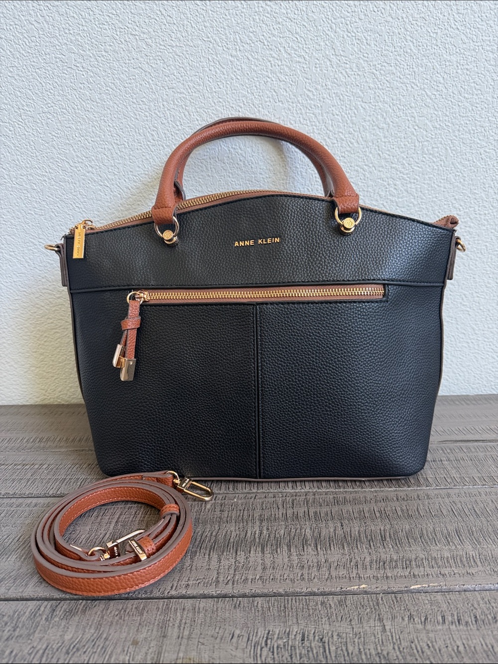 Anne Klein Black Parker Dome Satchel NWOT